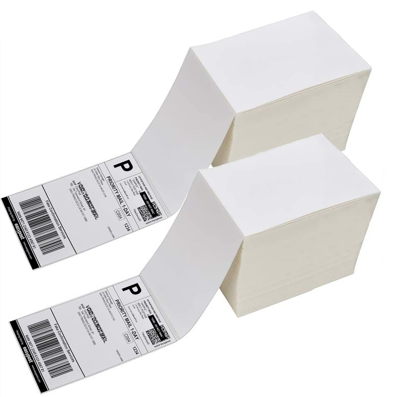 Immuson 4 x 6 Direct Thermal Shipping Labels with Perforations, 2000 Fanfold Labels, Permanent Adhesive, White Mailing Labels for Thermal Printer - Image 1